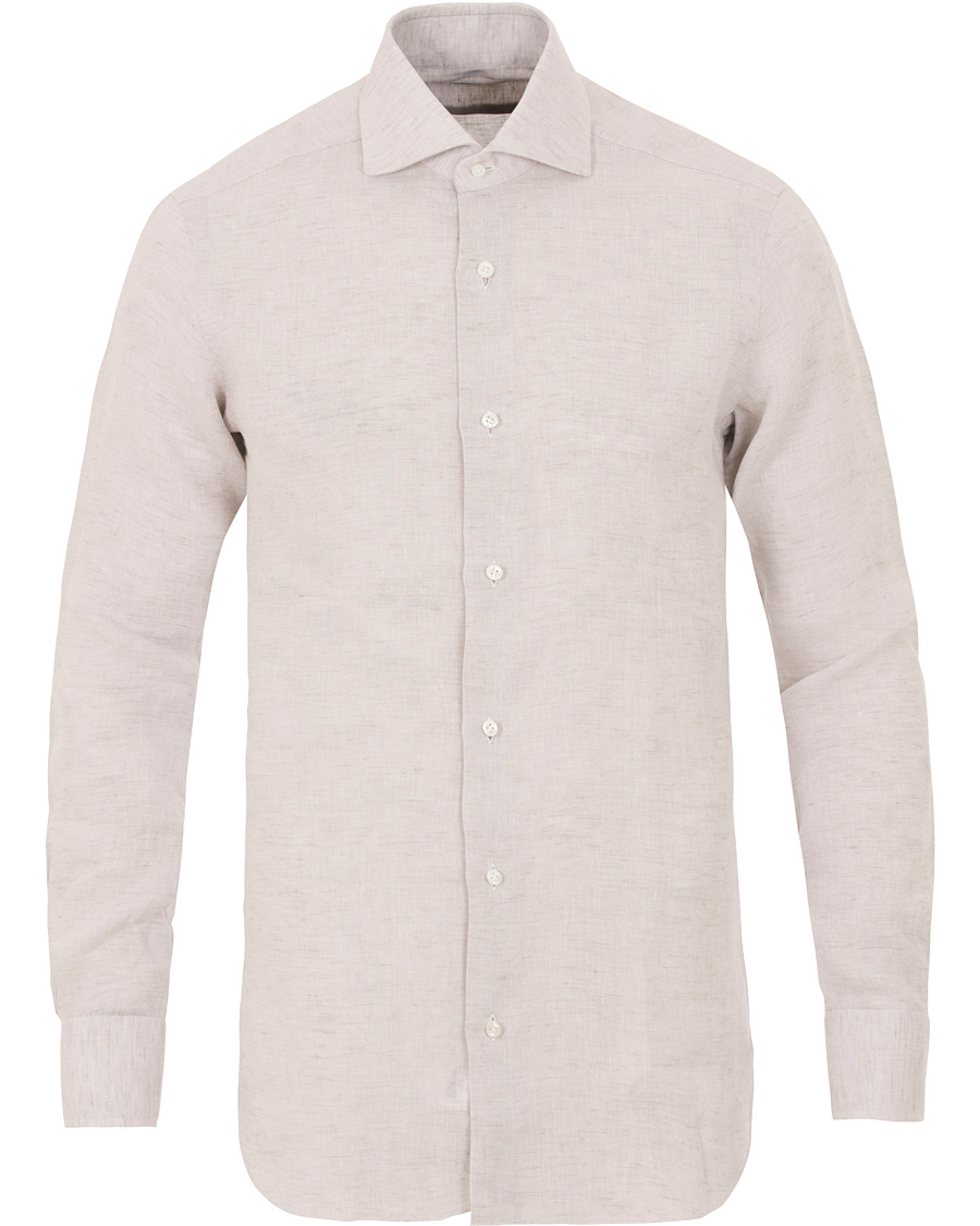 Herre | Skjorter | Barba Napoli | Slim Fit Linen Shirt Beige