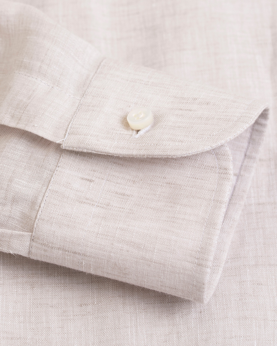 Herre | Skjorter | Barba Napoli | Slim Fit Linen Shirt Beige