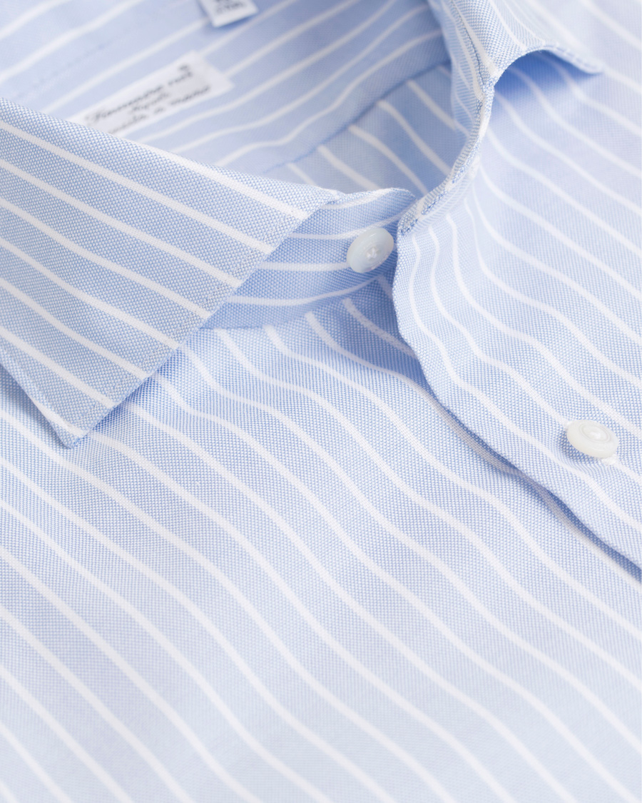 Herre | Skjorter | Finamore Napoli | Milano Slim Fit Oxford Stripe Shirt Light Blue