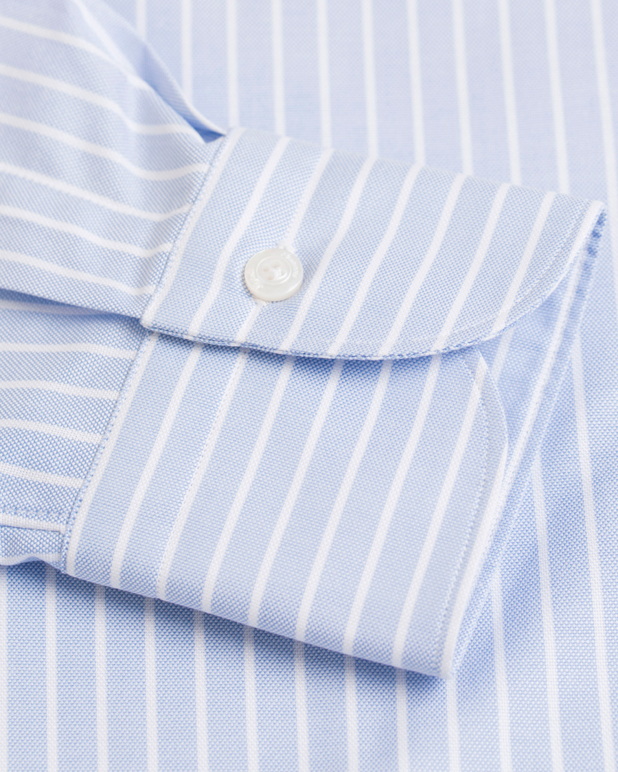 Herre | Skjorter | Finamore Napoli | Milano Slim Fit Oxford Stripe Shirt Light Blue