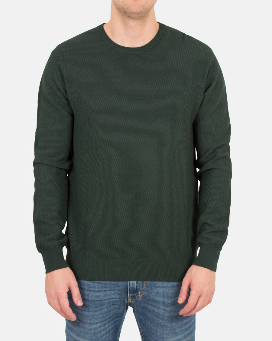 Herre | Trøjer | Tiger of Sweden | Matias Waffle Crew Neck Nobel Green