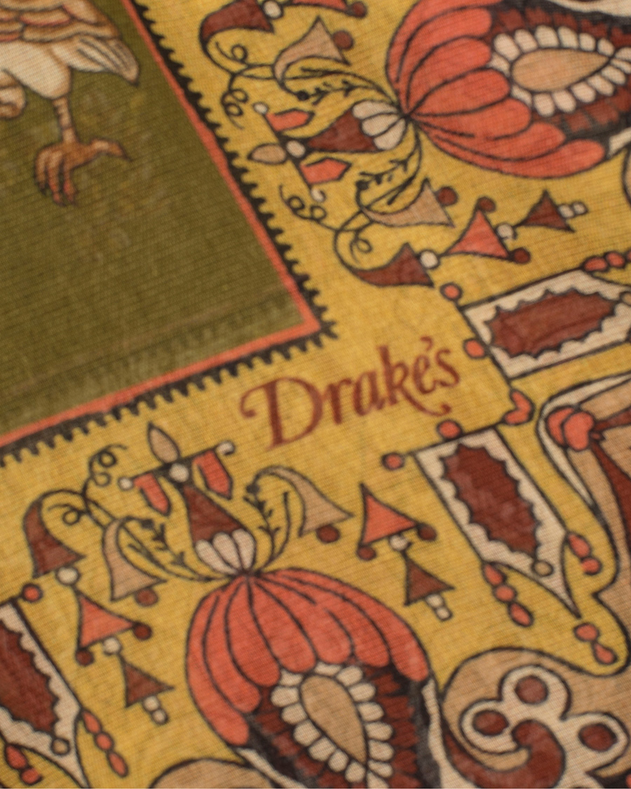 Herre | Drake's Cotton/Modal Animal Print Scarf Light Green | Drake's | Cotton/Modal Animal Print Scarf Light Green