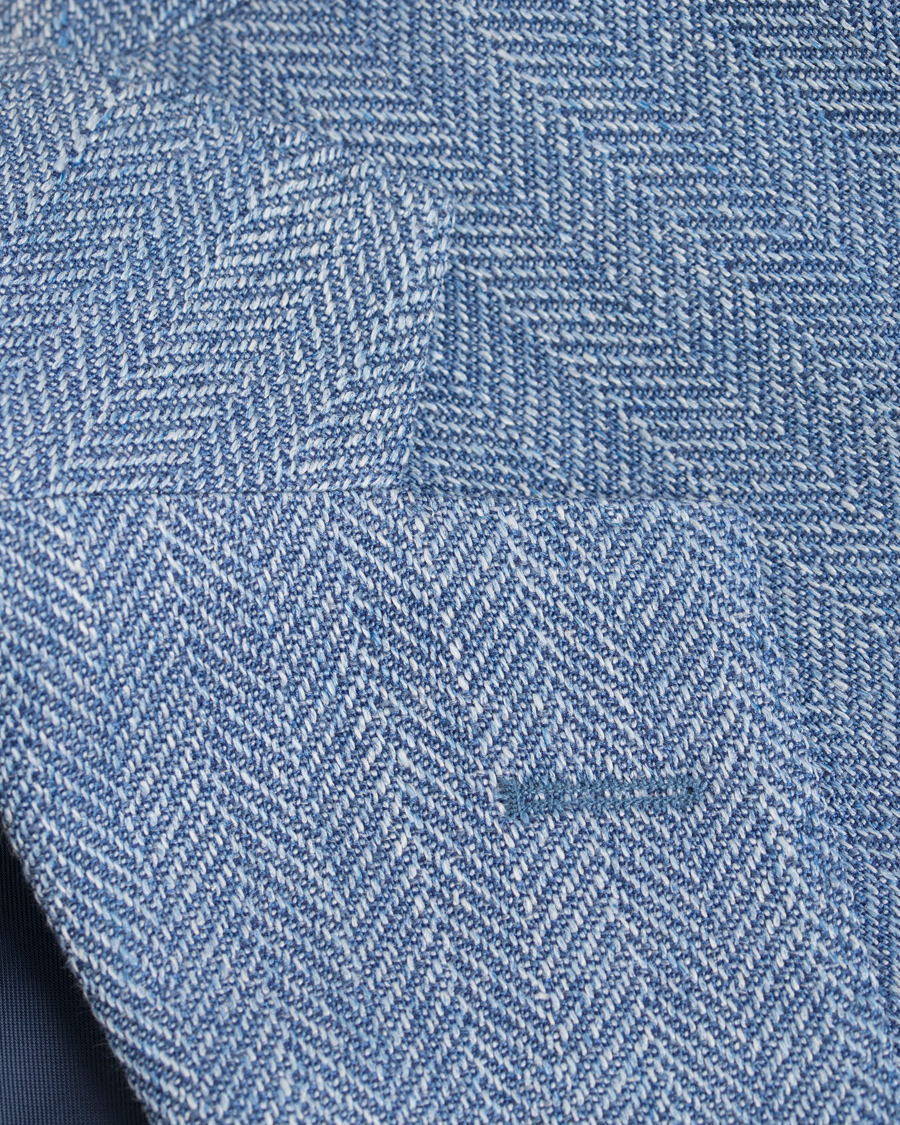 Herre | Blazere & jakker | Oscar Jacobson | Epic Linen/Wool Herringbone Blazer Light Blue