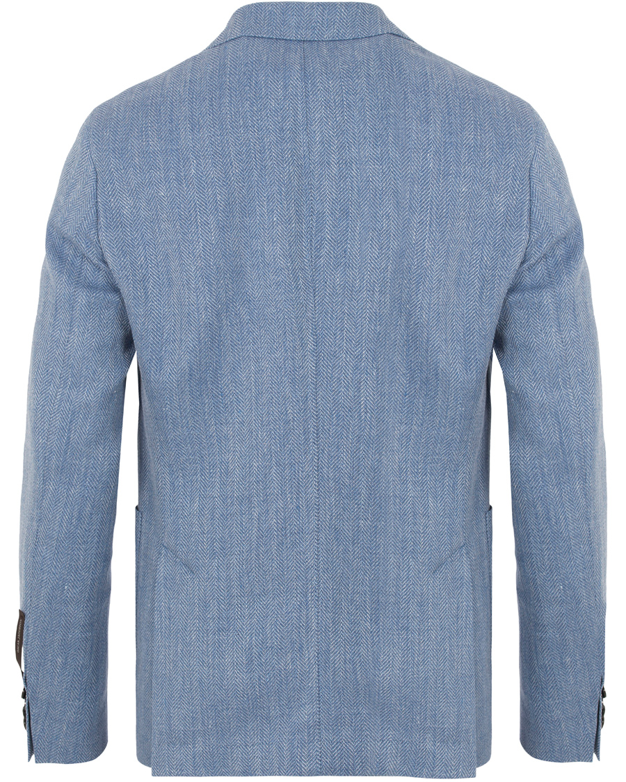 Herre | Blazere & jakker | Oscar Jacobson | Epic Linen/Wool Herringbone Blazer Light Blue