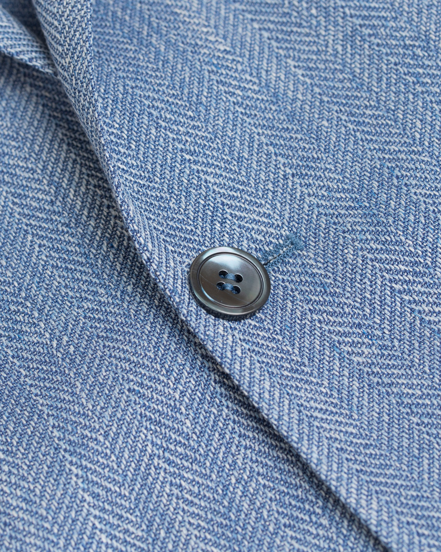 Herre | Blazere & jakker | Oscar Jacobson | Epic Linen/Wool Herringbone Blazer Light Blue