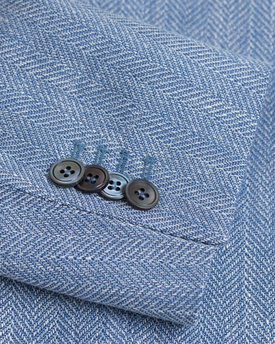 Herre | Blazere & jakker | Oscar Jacobson | Epic Linen/Wool Herringbone Blazer Light Blue