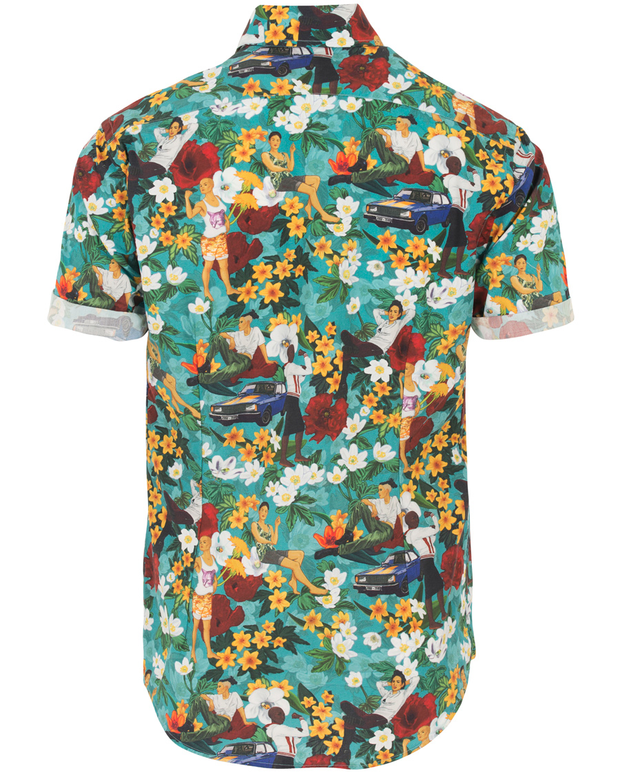 Herre | Skjorter | Eton | Slim Fit Poplin Hawaii Short Sleeve Shirt Green