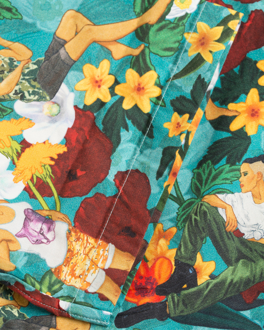 Herre | Skjorter | Eton | Slim Fit Poplin Hawaii Short Sleeve Shirt Green