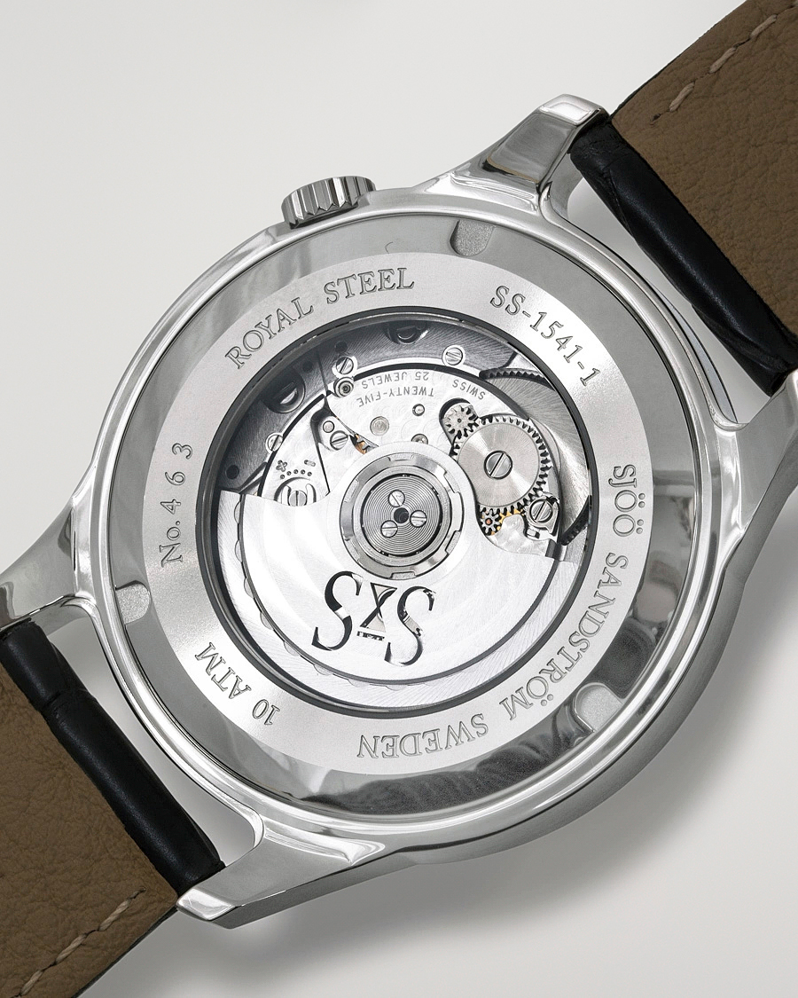 Herre | Sjöö Sandström Royal Steel Classic 41mm Black and Black Alligator | Sjöö Sandström | Royal Steel Classic 41mm Black and Black Alligator