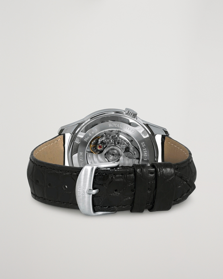 Herre | Sjöö Sandström Royal Steel Classic 41mm Black and Black Alligator | Sjöö Sandström | Royal Steel Classic 41mm Black and Black Alligator