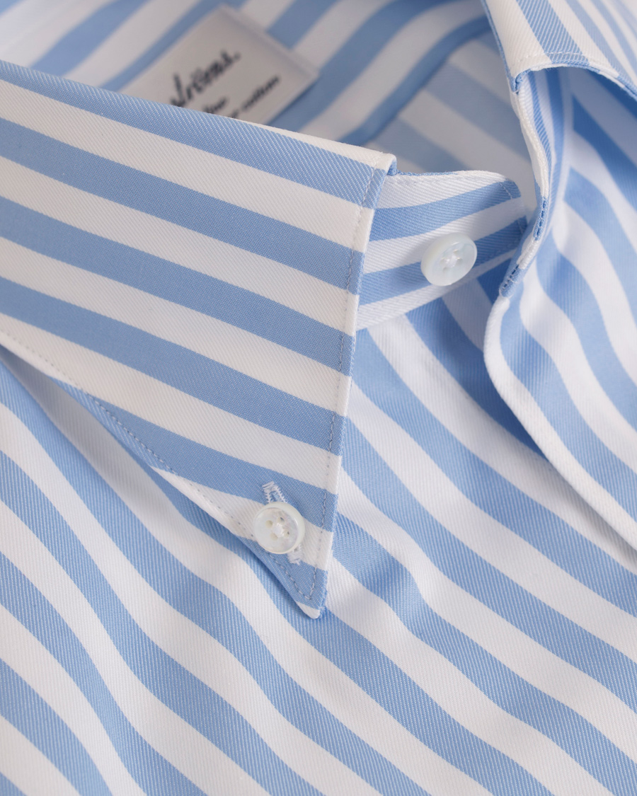 Herre | Skjorter | Stenströms | Slimline Button Down Stripe Shirt White/blue