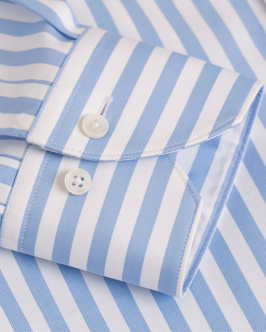 Herre | Skjorter | Stenströms | Slimline Button Down Stripe Shirt White/blue