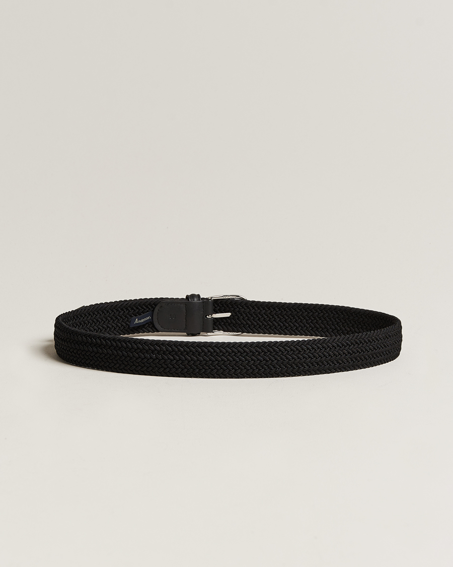 Herre | Tilbehør | Anderson's | Stretch Woven 3,5 cm Belt Black