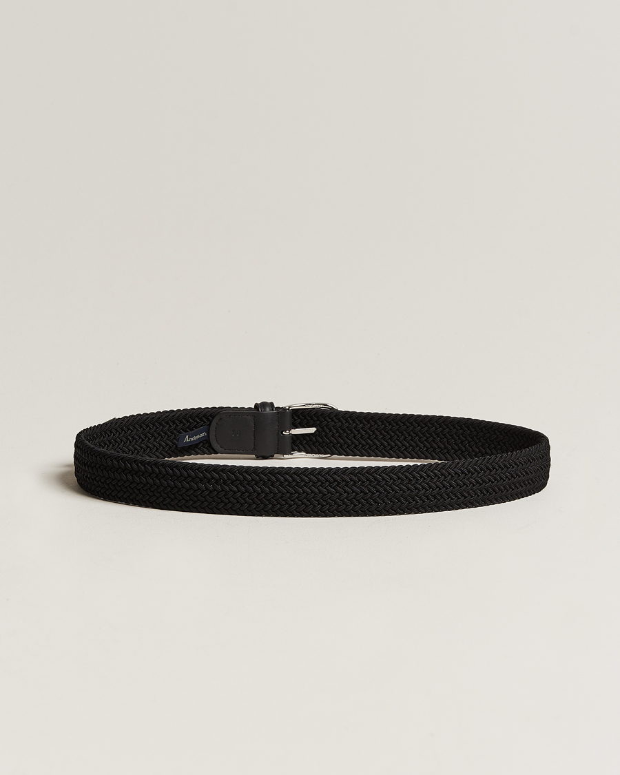 Herre | Business & Beyond | Anderson\'s | Stretch Woven 3,5 cm Belt Black