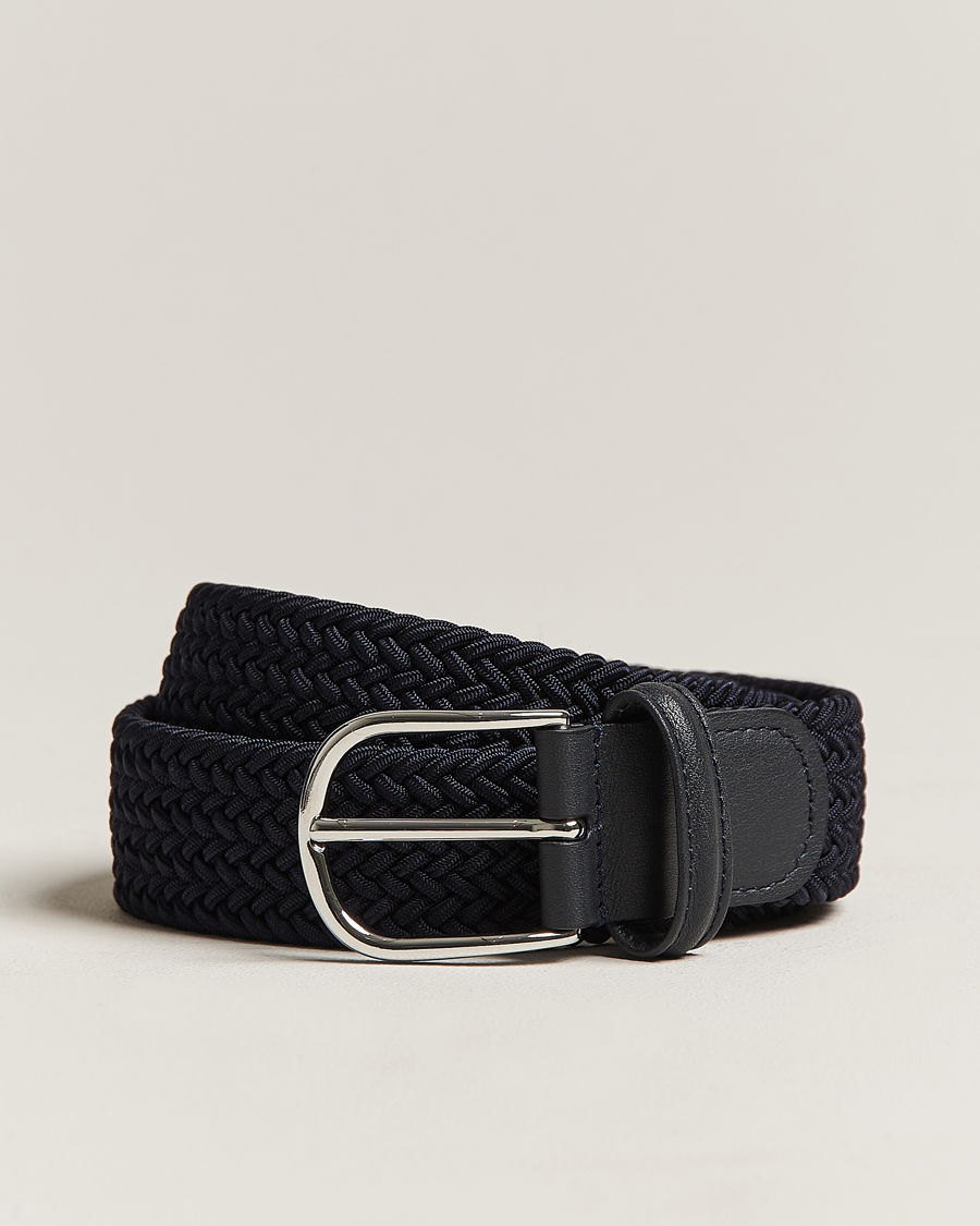 Herre | Bælter | Anderson's | Stretch Woven 3,5 cm Belt Navy