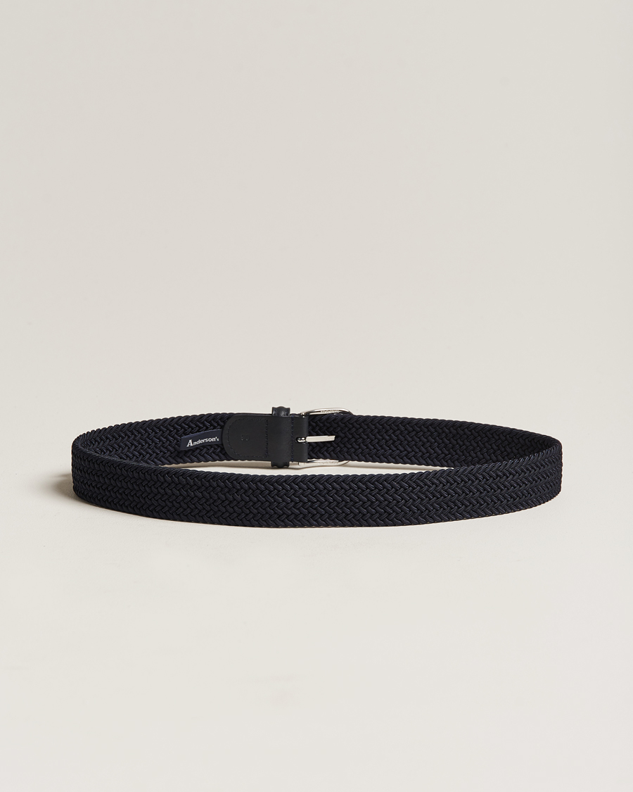 Herre | Flettede bælter | Anderson's | Stretch Woven 3,5 cm Belt Navy