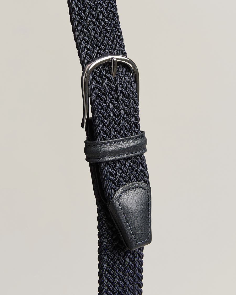 Herre | Bælter | Anderson's | Stretch Woven 3,5 cm Belt Navy