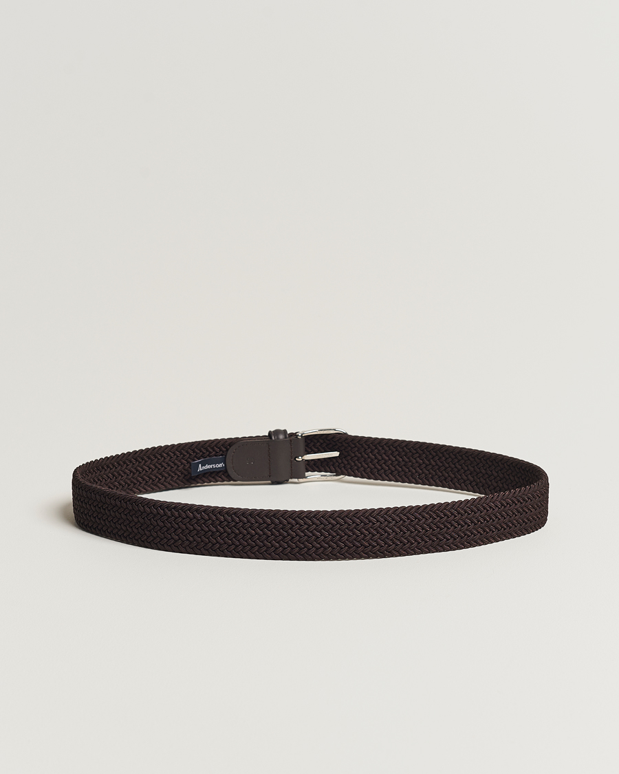 Herre | The Classics of Tomorrow | Anderson's | Stretch Woven 3,5 cm Belt Brown