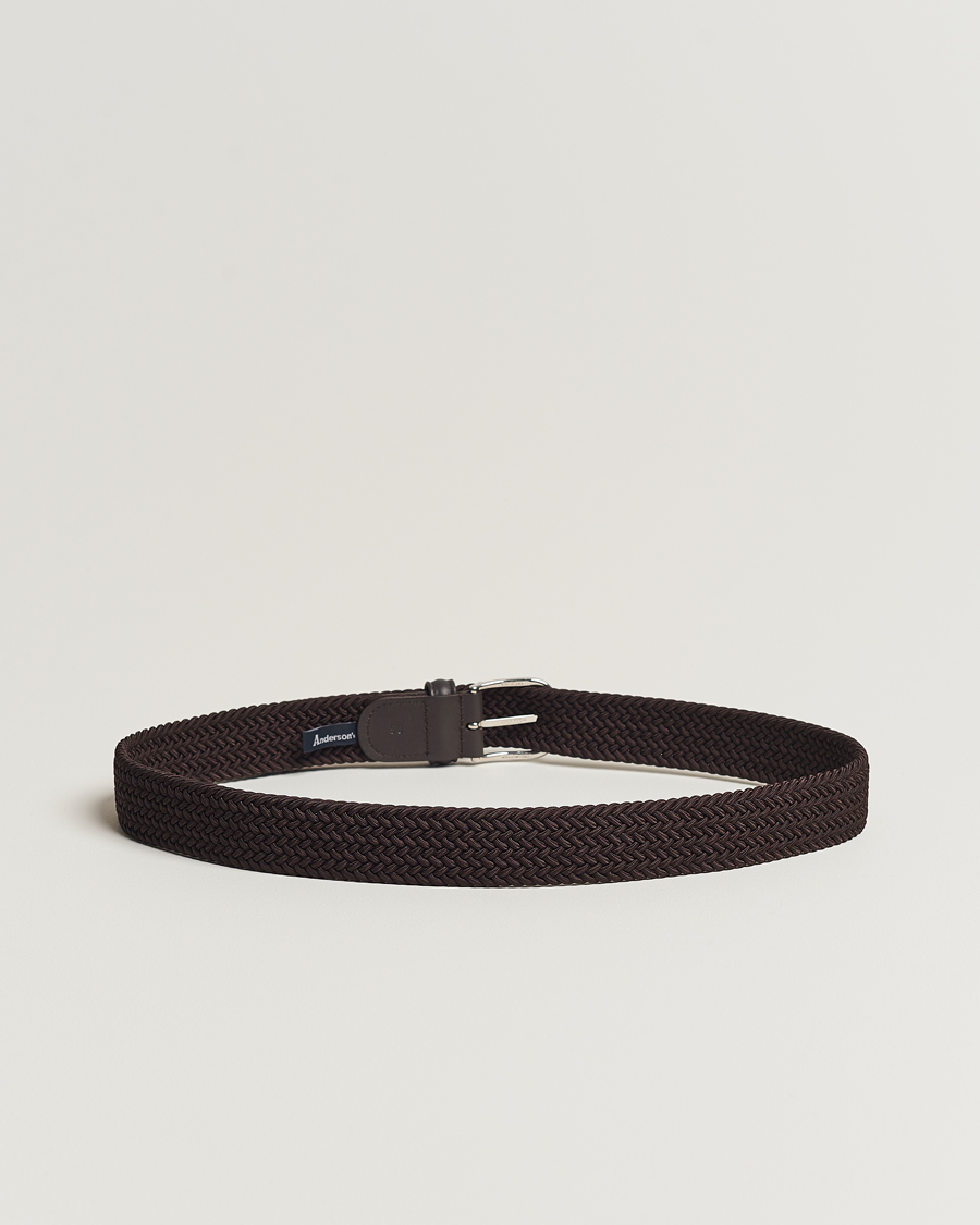 Herre | Anderson's | Anderson's | Stretch Woven 3,5 cm Belt Brown