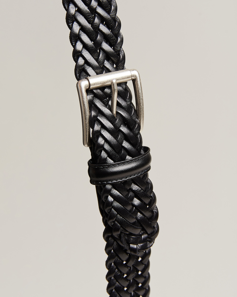 Herre | Bælter | Anderson's | Woven Leather 3,5 cm Belt Tanned Black