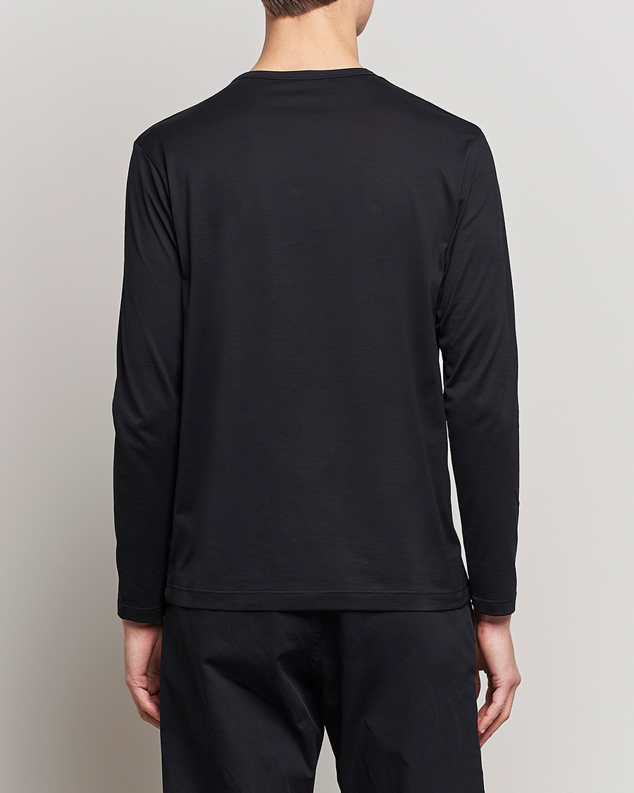 Herre | T-Shirts | Sunspel | Long Sleeve Crew Neck Cotton Tee Black