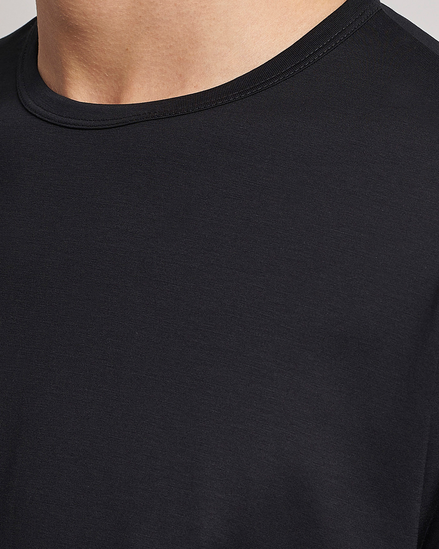 Herre | T-Shirts | Sunspel | Long Sleeve Crew Neck Cotton Tee Black