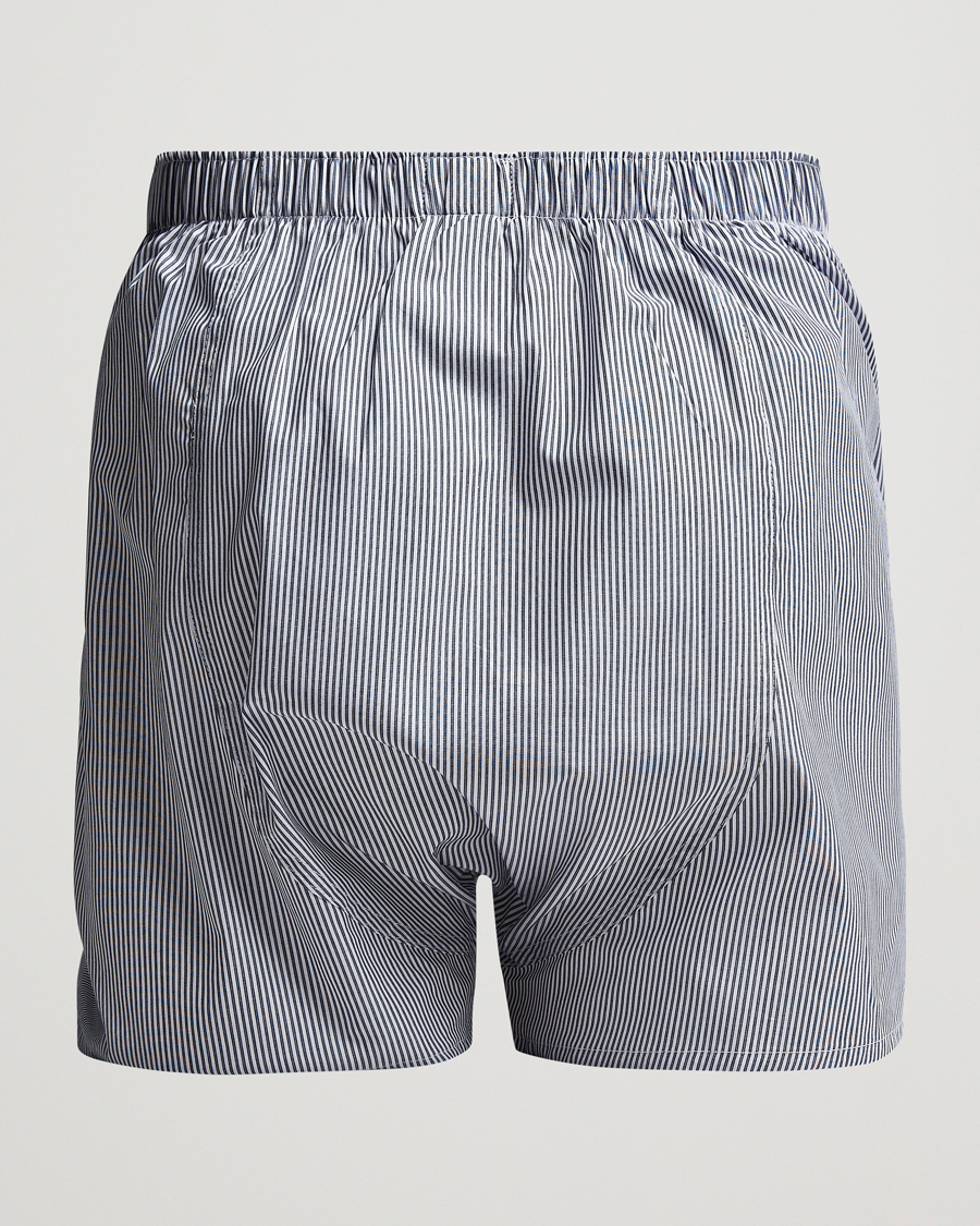 Herre | Afdelinger | Sunspel | Classic Woven Cotton Boxer Shorts White/Light Blue