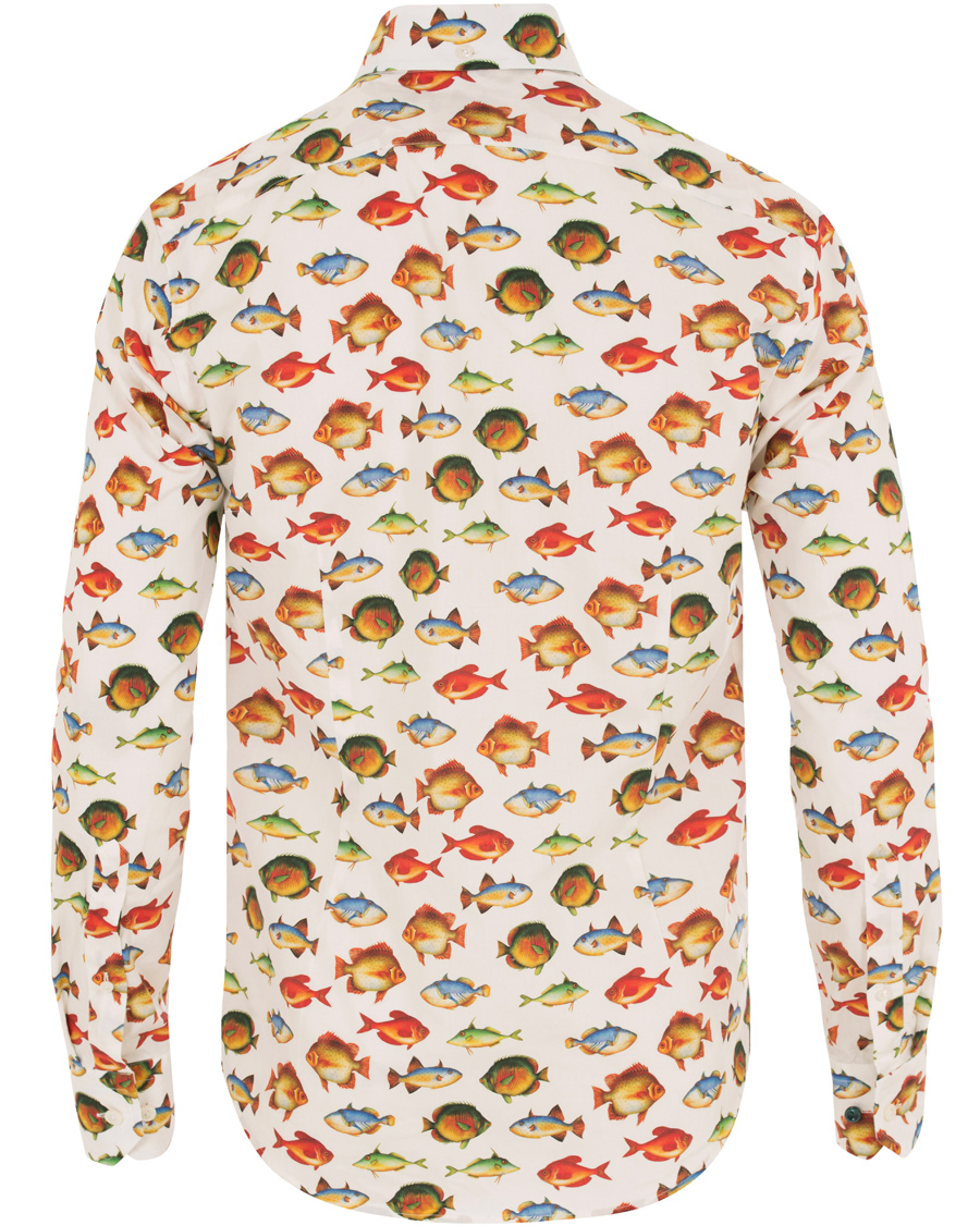 Herre | Skjorter | Eton | Slim Fit Twill Printed Fish Shirt White