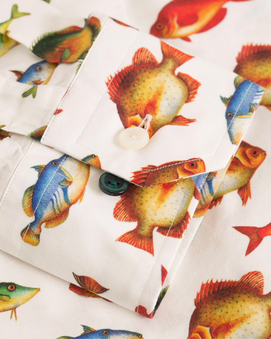 Herre | Skjorter | Eton | Slim Fit Twill Printed Fish Shirt White