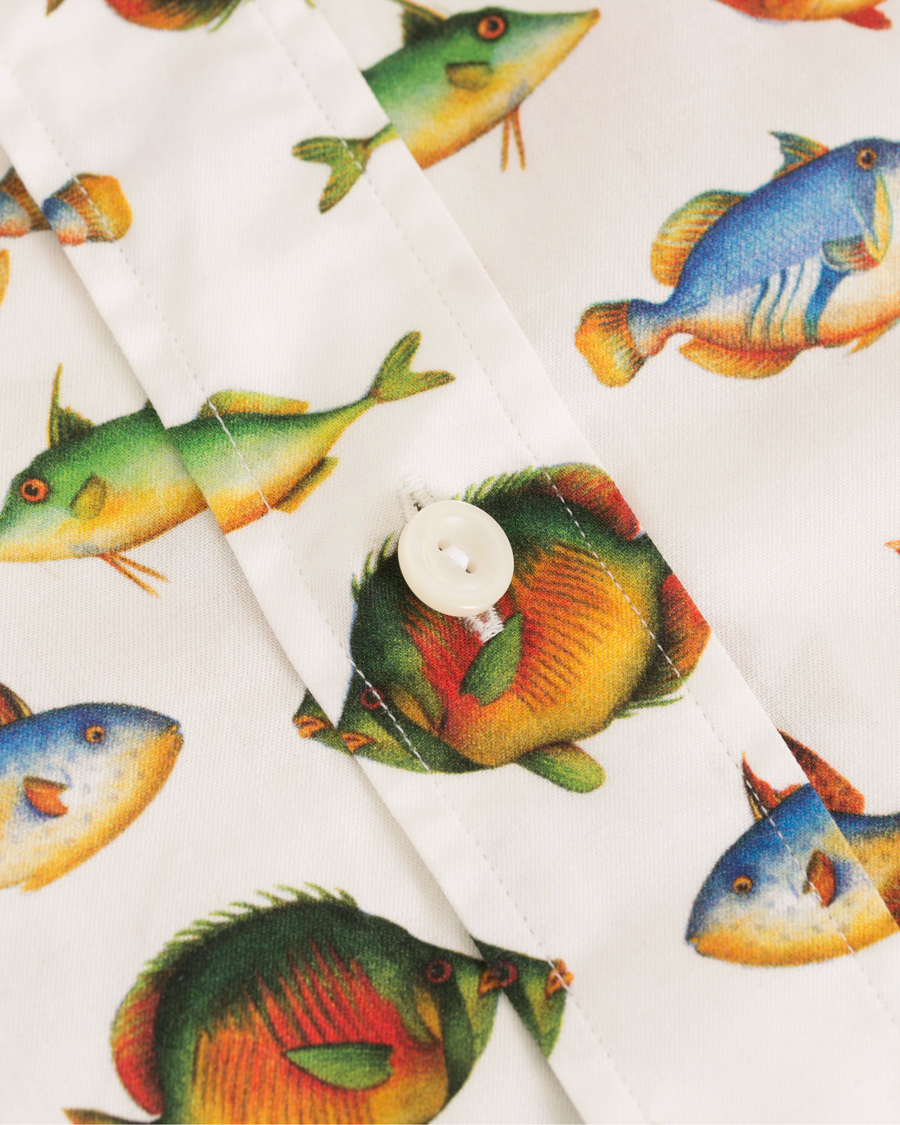 Herre | Skjorter | Eton | Slim Fit Twill Printed Fish Shirt White