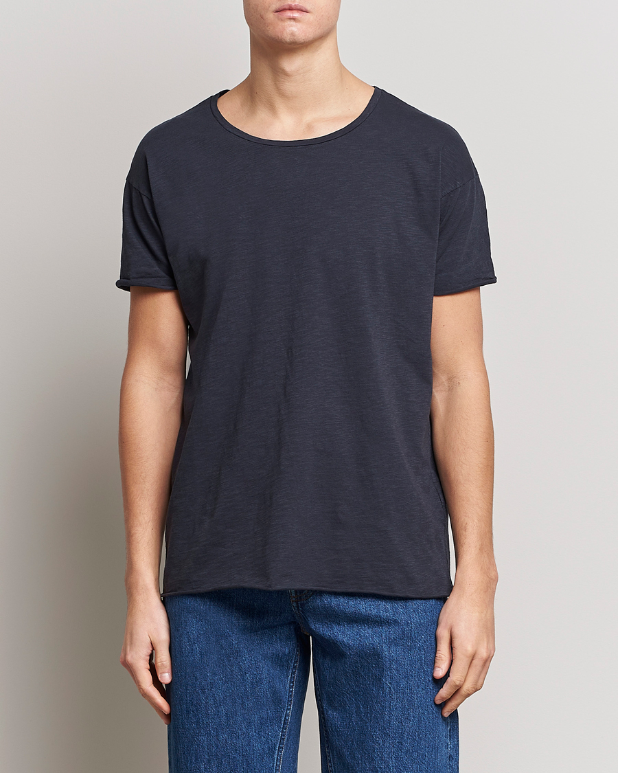 Herre | T-Shirts | Nudie Jeans | Roger Slub Crew Neck Tee Navy