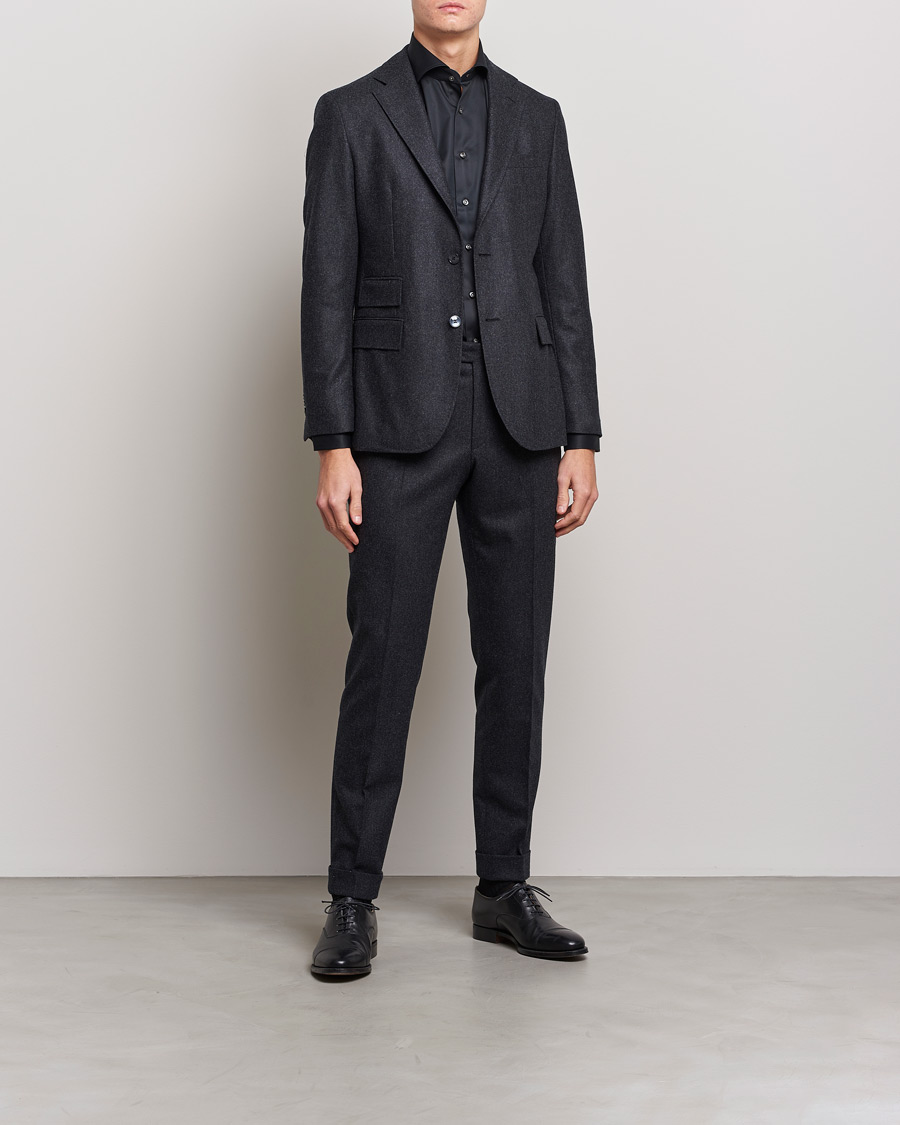 Herre | Formelle | Stenströms | Fitted Body Contrast Shirt Black