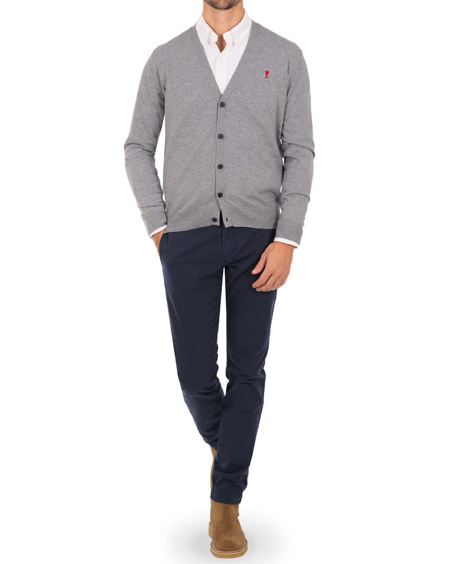 Herre | Trøjer | AMI | Cardigan Broderie Grey