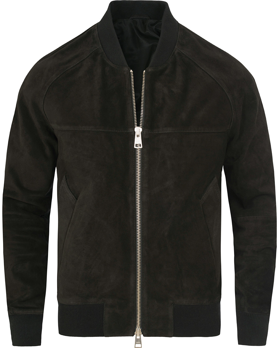 Herre | Jakker | AMI | Suede Bomber Jacket Black