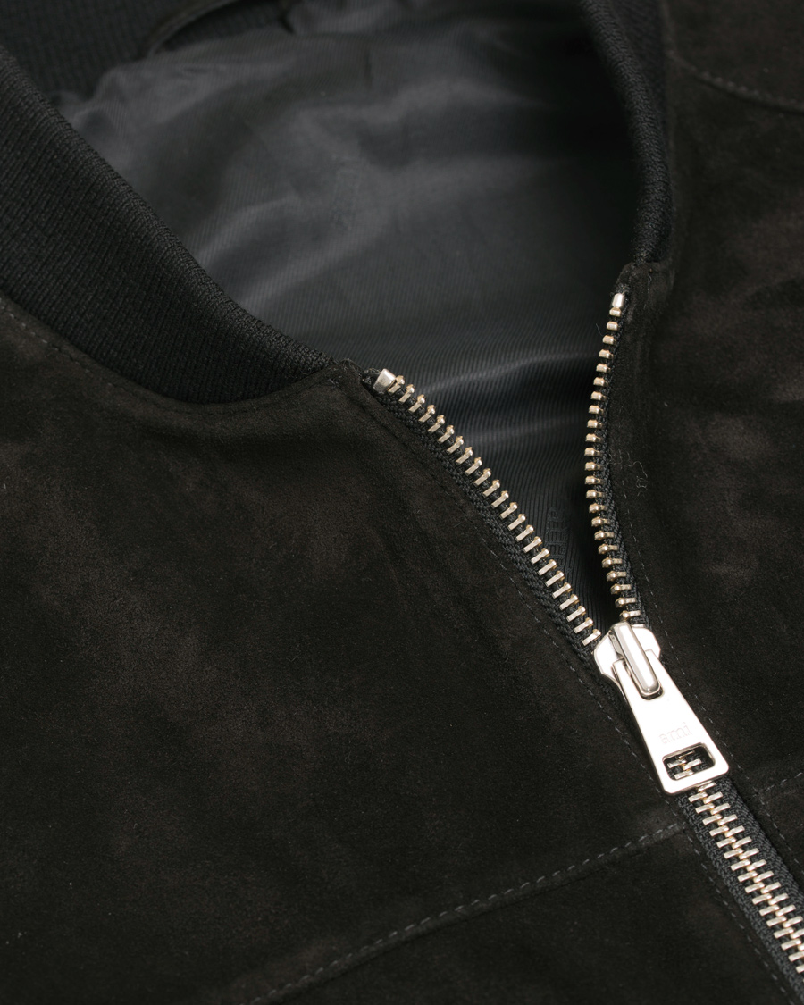 Herre | Jakker | AMI | Suede Bomber Jacket Black
