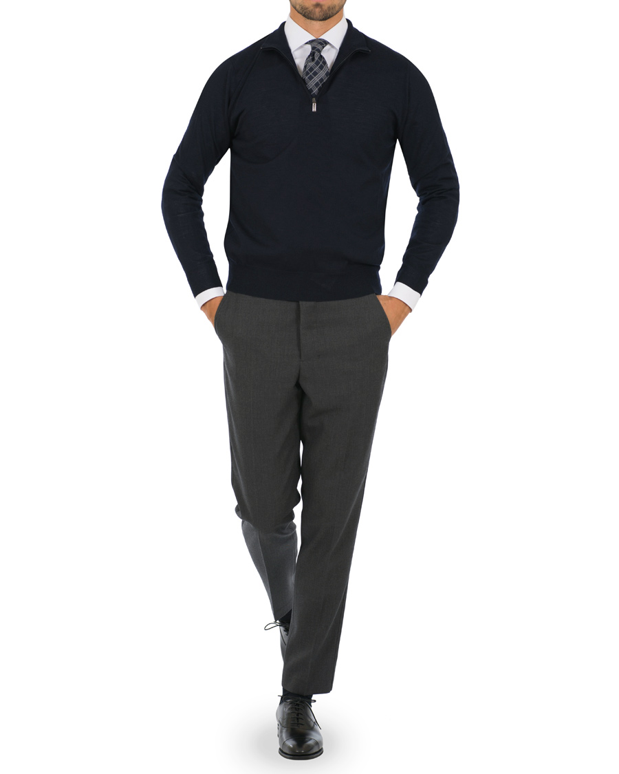 Herre | Bukser | AMI | Carrot Fit Turn Up Trousers Grey