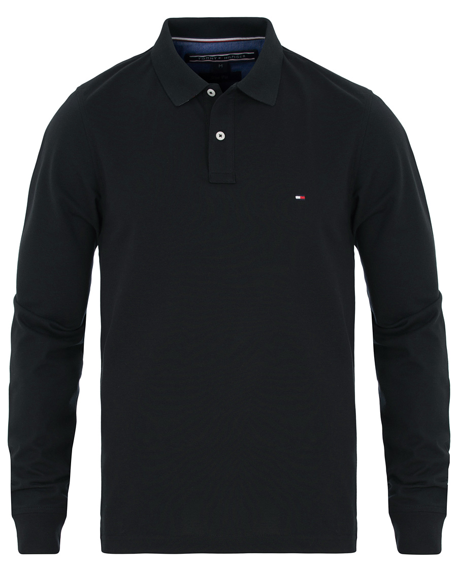 Herre | Trøjer | Tommy Hilfiger | Luxury Slim Fit Long Sleeve Polo Flag Black