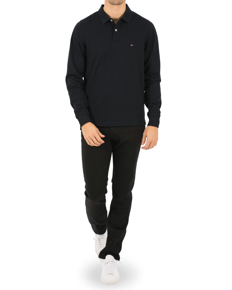 Herre | Trøjer | Tommy Hilfiger | Luxury Slim Fit Long Sleeve Polo Flag Black