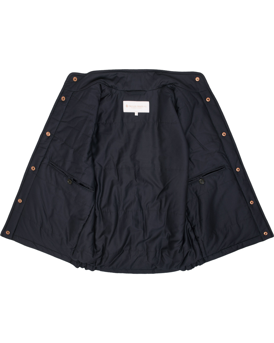 Herre | Jakker | Private White V.C. | The Wool Wadded Wool/Cashmere Gilet Navy Herringbone