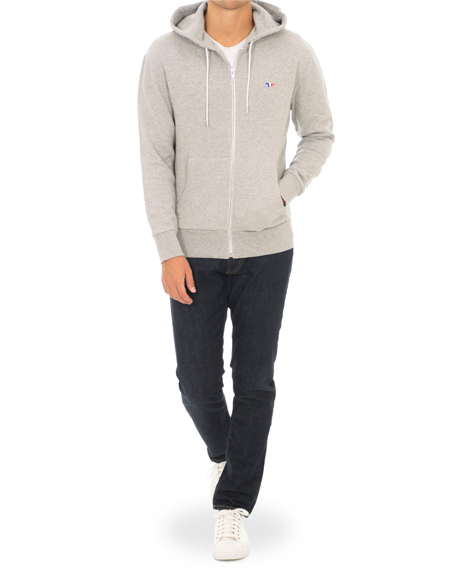 Herre | Trøjer | Maison Kitsuné | Zip Hoodie Tricolor Fox Patch Grey Melange