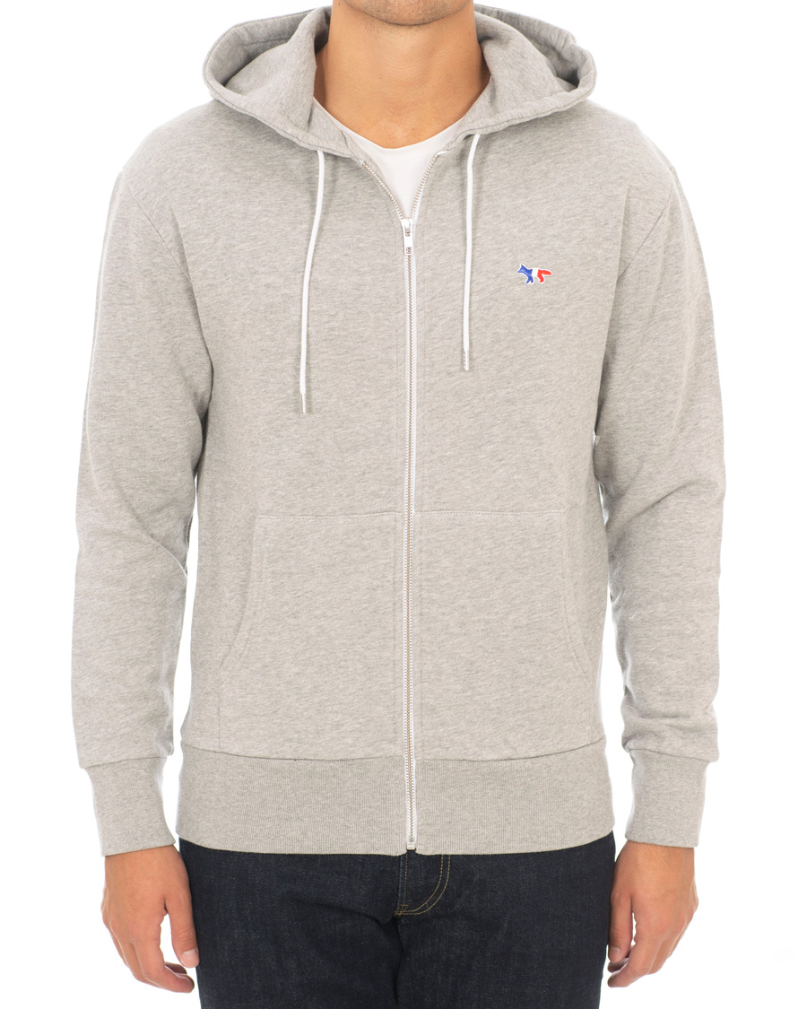 Herre | Trøjer | Maison Kitsuné | Zip Hoodie Tricolor Fox Patch Grey Melange