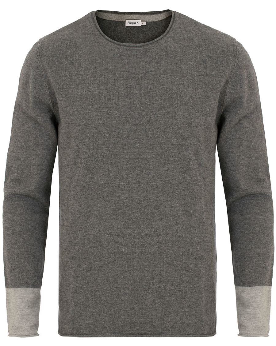 Herre | Trøjer | Filippa K | Cotton/Merino Roll Edge Sweater Grey Melange