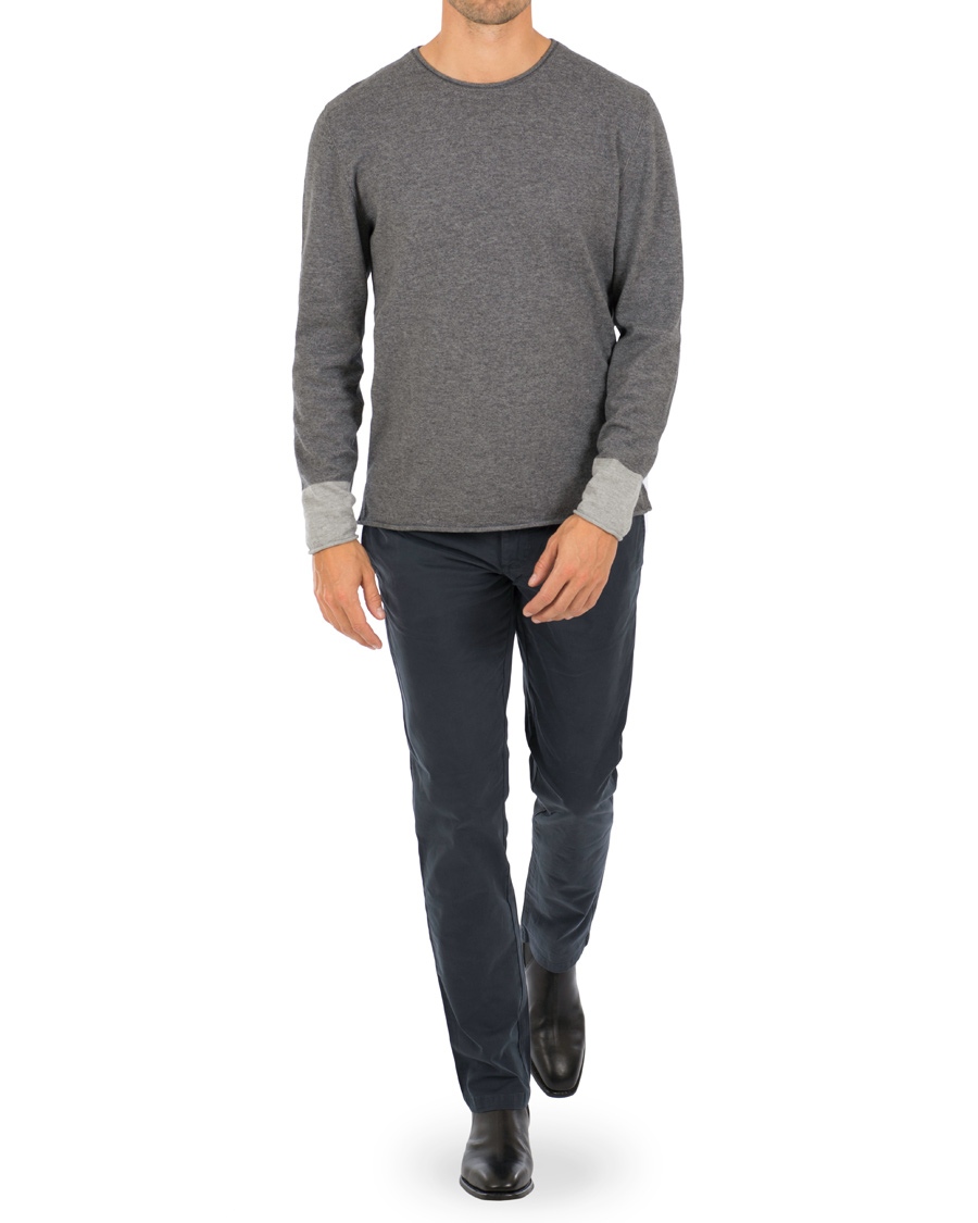 Herre | Trøjer | Filippa K | Cotton/Merino Roll Edge Sweater Grey Melange