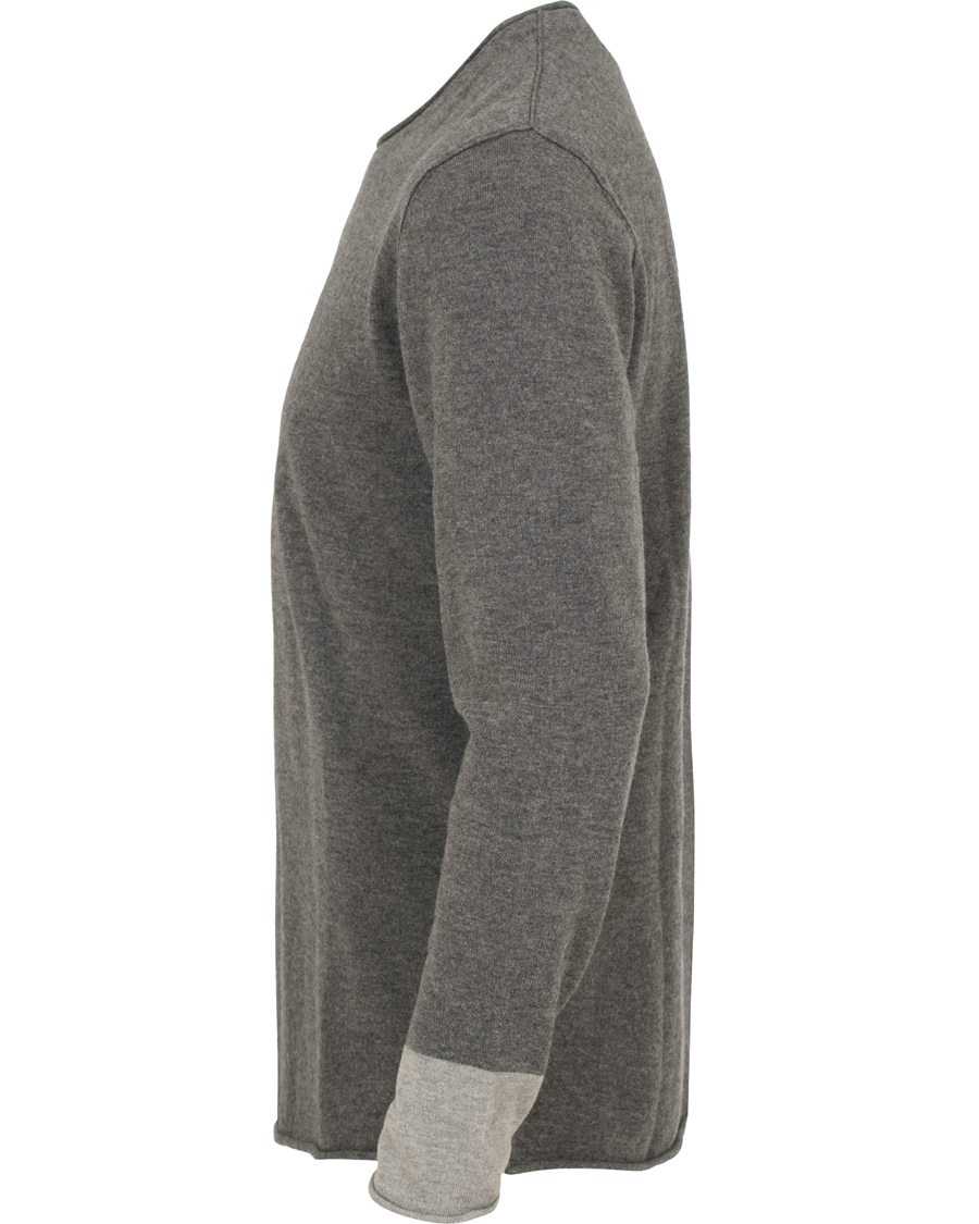 Herre | Trøjer | Filippa K | Cotton/Merino Roll Edge Sweater Grey Melange