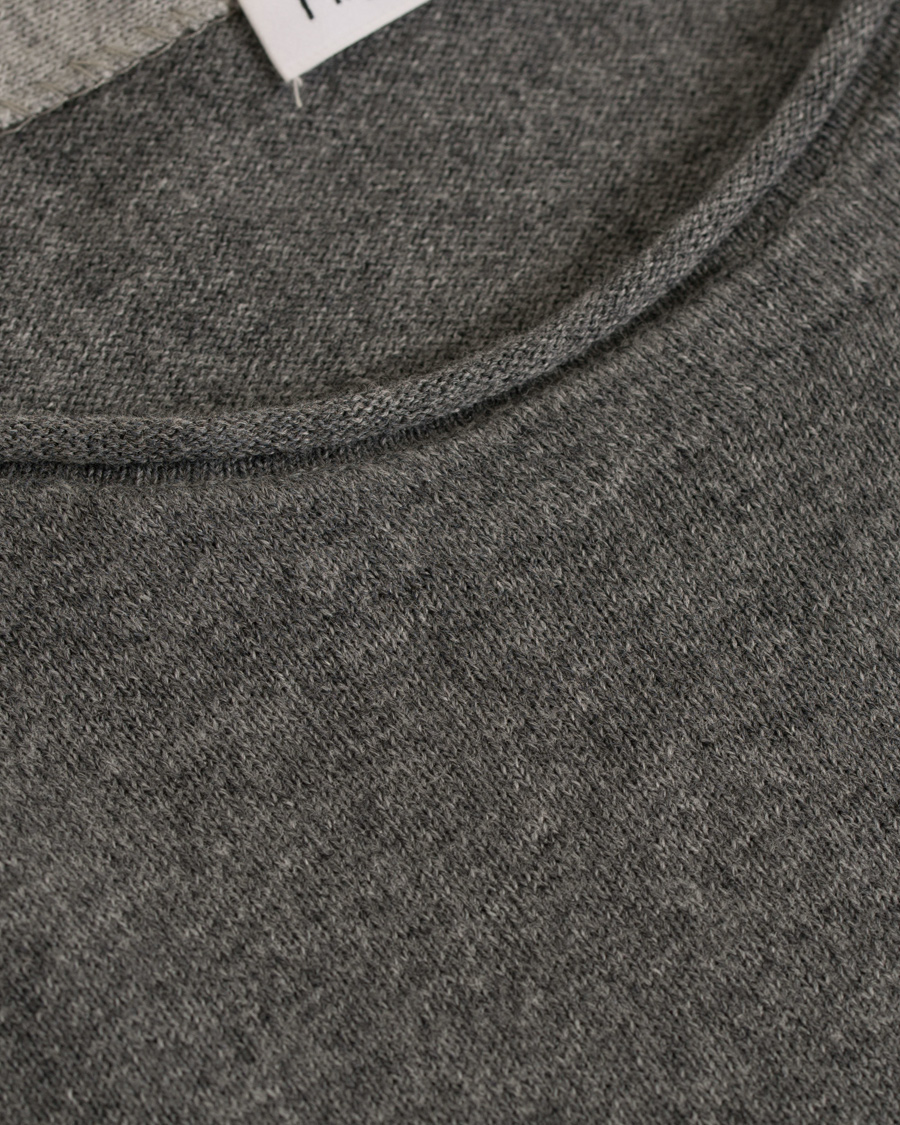 Herre | Trøjer | Filippa K | Cotton/Merino Roll Edge Sweater Grey Melange