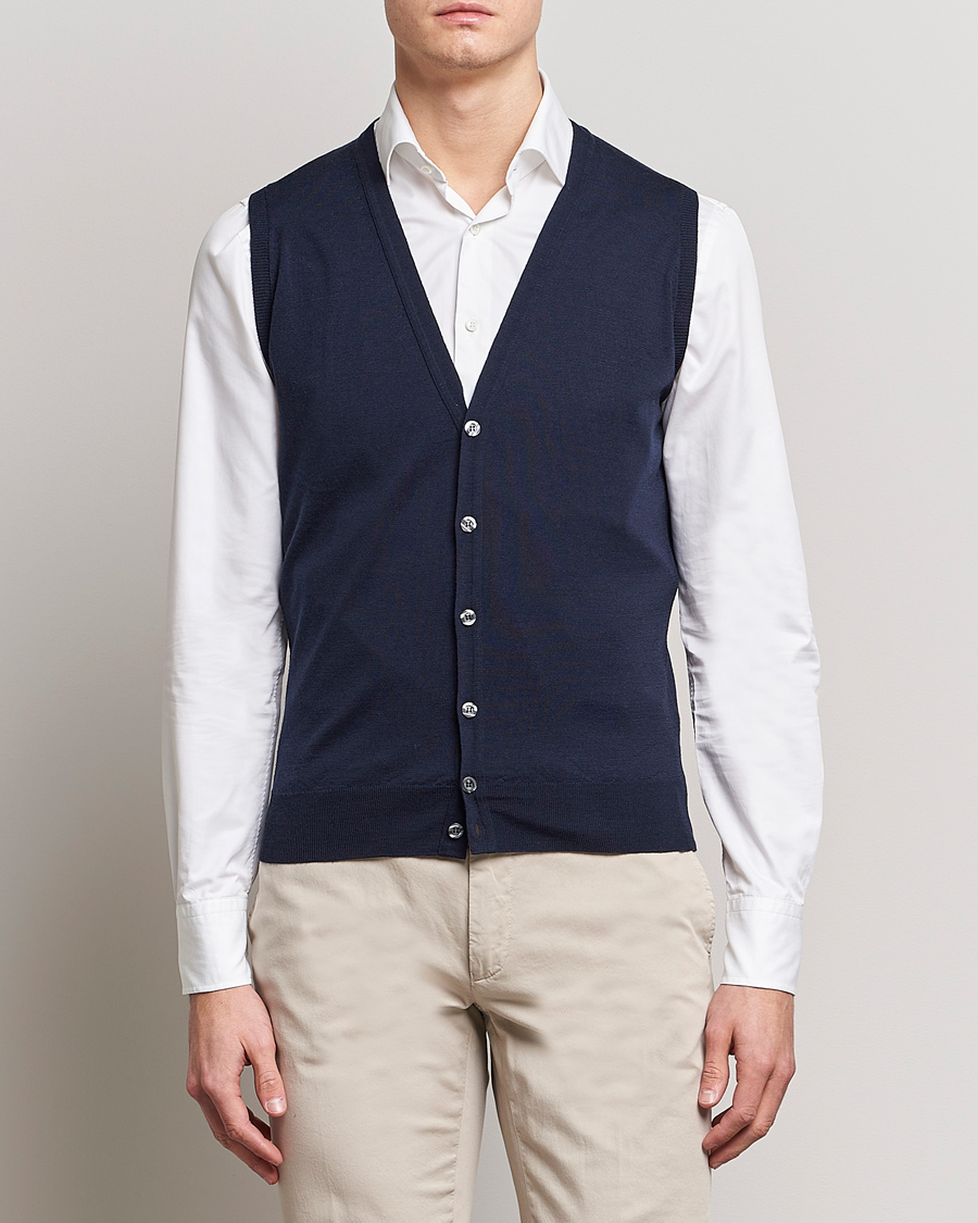 Herre | Best of British | John Smedley | Huntswood Slim Fit Waistcoat Midnight