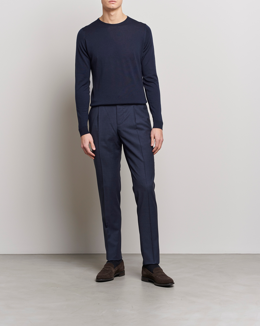 Herre | Trøjer | John Smedley | Lundy Extra Fine Merino Crew Neck Midnight