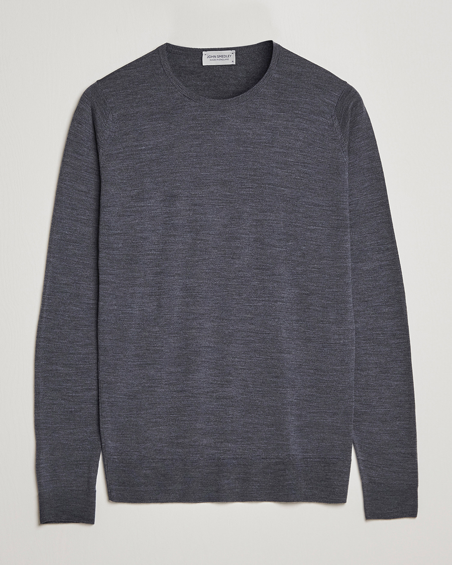 Herre | Pullovers med rund hals | John Smedley | Lundy Extra Fine Merino Crew Neck Charcoal