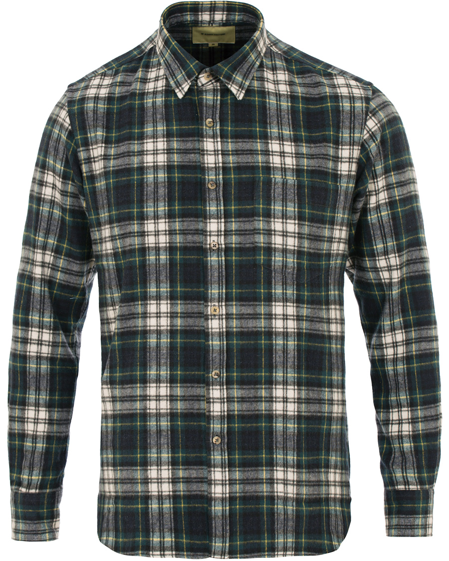 Herre | Skjorter | De Bonne Facture | CH07 Brushed Flannel Shirt Green Tartan