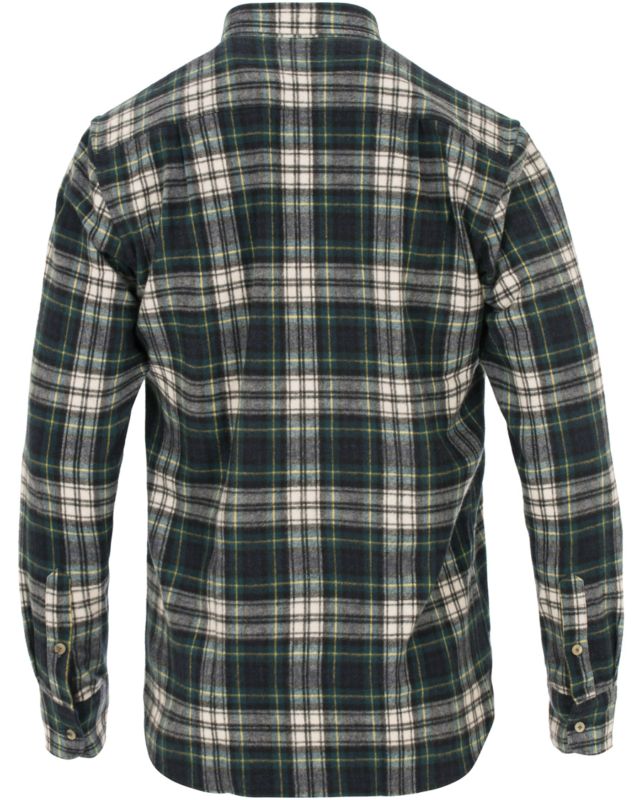 Herre | Skjorter | De Bonne Facture | CH07 Brushed Flannel Shirt Green Tartan